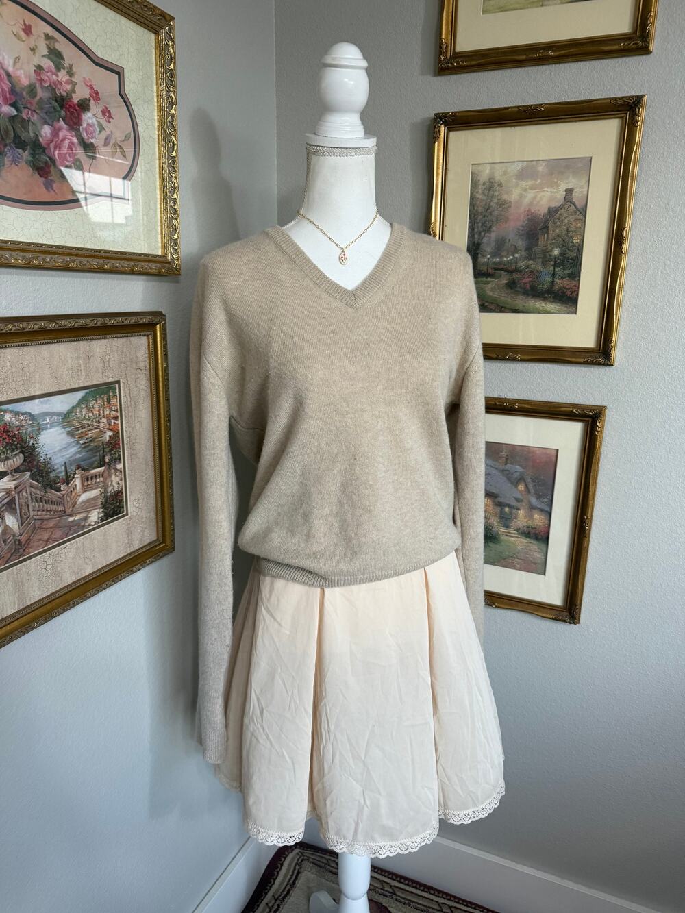 Lord Jeff Cashmere Sweater Beige V-Neck